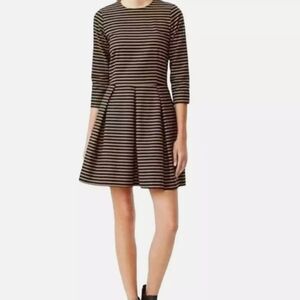 Gap Black and Brown A-Line Dress with Cuffed 3/4 Sleeves